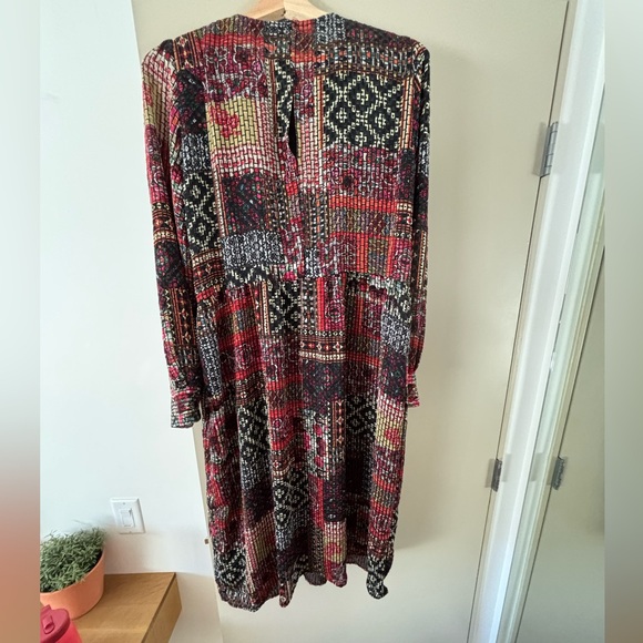 Zara women’s sheer abstract long sleeve midi dress in large - Picture 6 of 7